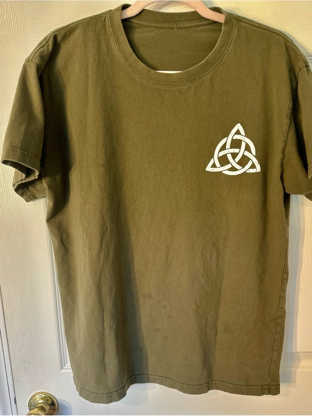 Men’s OliveGreen Celtic Knot Raven Graphic Print Crew Neck ShortSleeve T-Shirt M